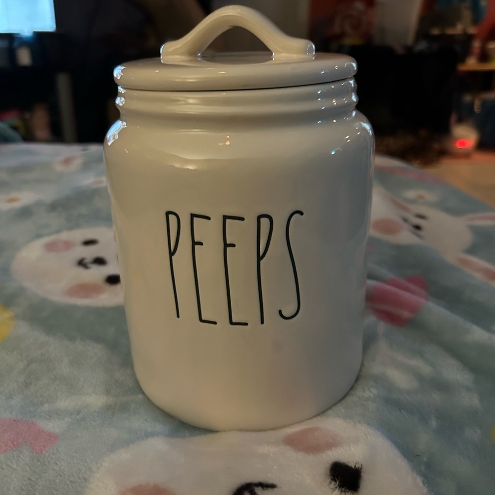NEW RAE DUNN White Ceramic Peeps Canister